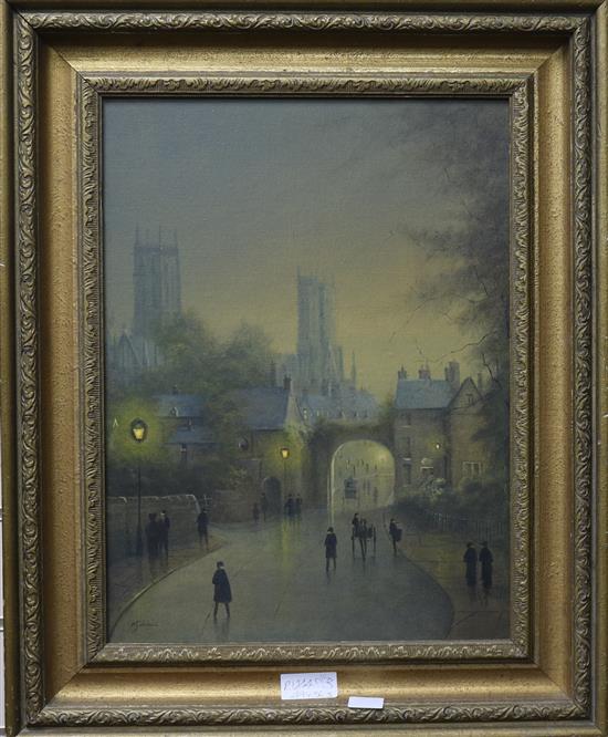 Raymond Gilrenan, oil on board, View of Durham, 49 x 36cm